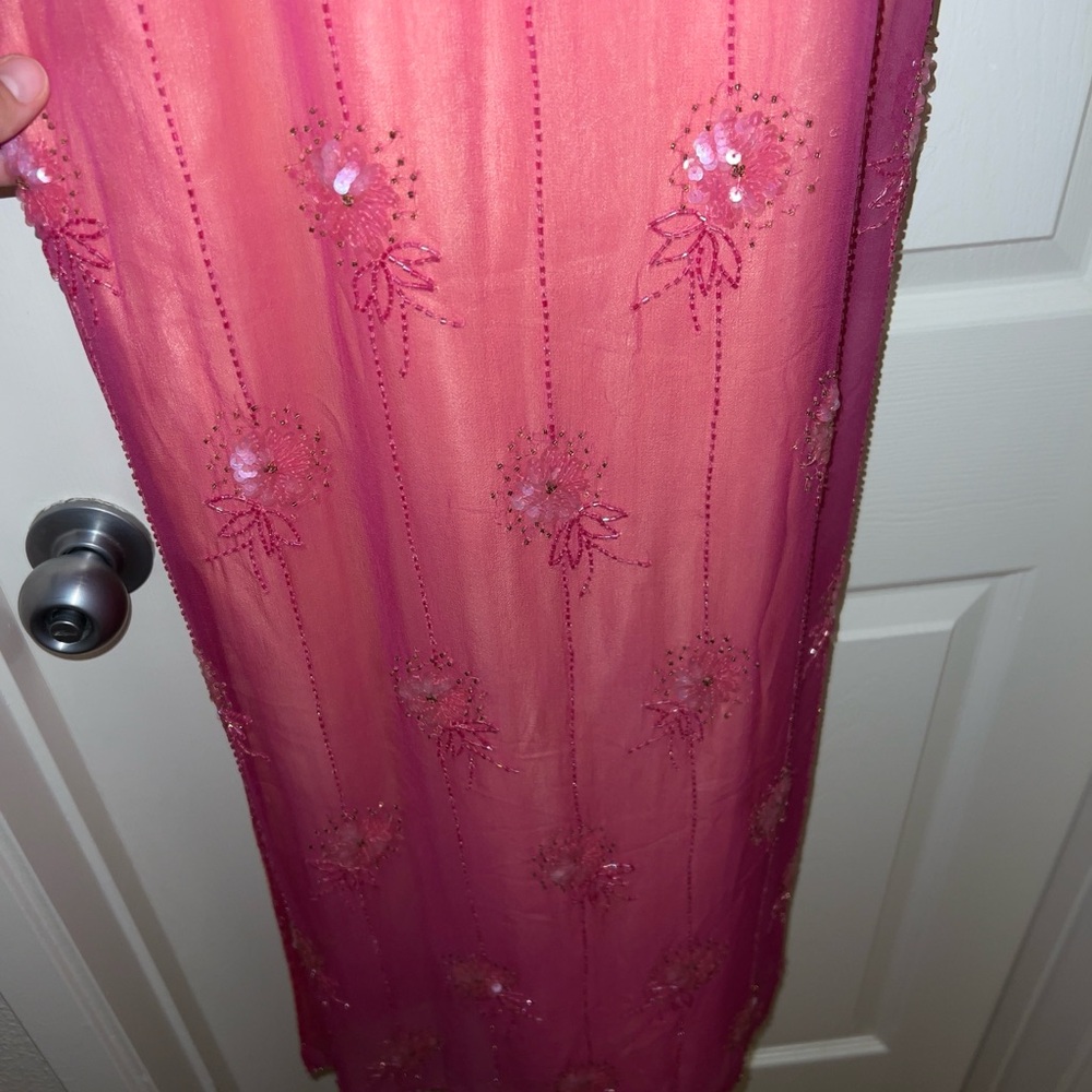 Vintage 90’s Papéll Boutique Evening Gown, Pink Silk Embellished Dress (size 8) - Picture 9 of 13